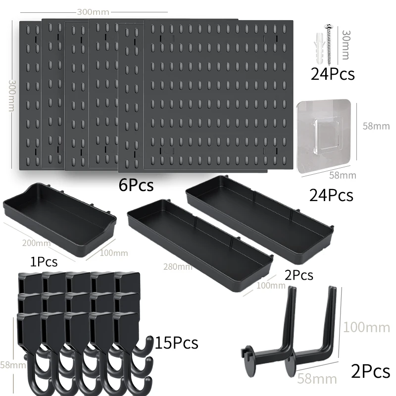 Modern Single-Tier Pegboard Wall Storage Organizer Efficient Saver Multifunctional Design Household Bathroom Garage Cleaning