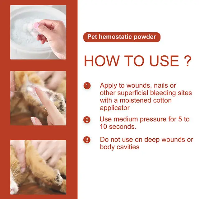 Customized pet styptic powder stop bleeding and protect wound for dog and cat hemostatic powder