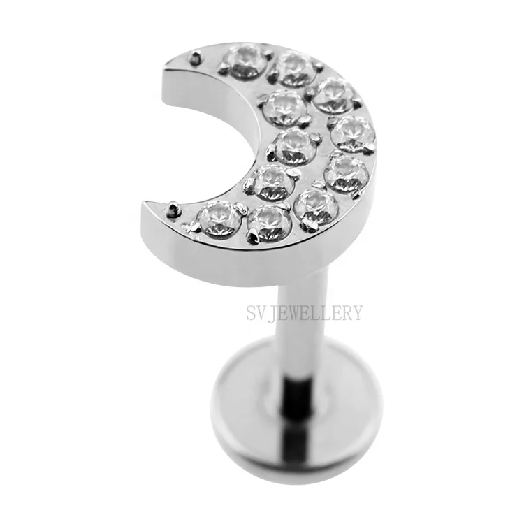 2022 14K Gold Plated F136 Titanium Piercing Threadless Push In Labret Studs