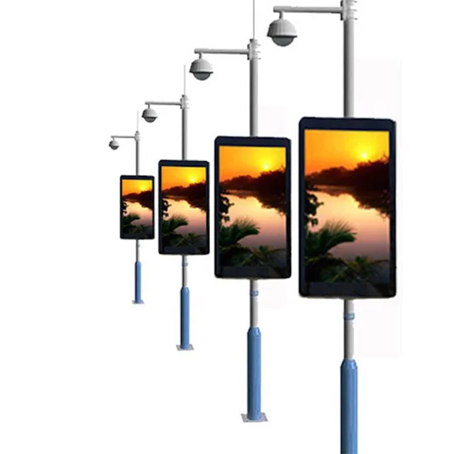 Intelligent Display  Pole Led Display Sign Street Light Lamp Pole Post Led Lamp Post Screen