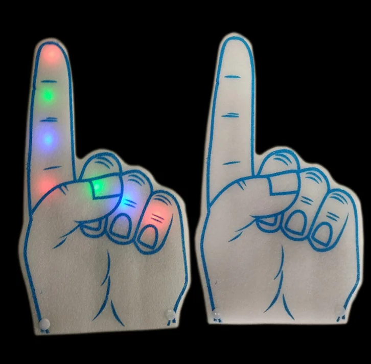 3 Functions Led Foam Fingers Lighting up Gestures Sponge Palm Sleeve for Carnival Supplies Wholesale