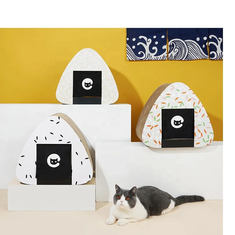 Rice ball wear-resistant vertical creative grinding claw without chip falling corrugated cat scratch board