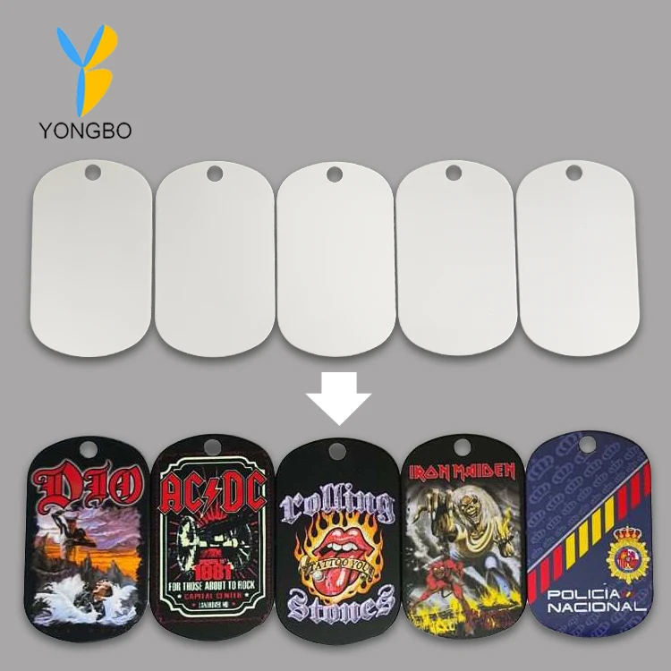 Custom Sublimation Blank Metal Dog Tag Printing Tag Necklace Aluminum Blank White Tag