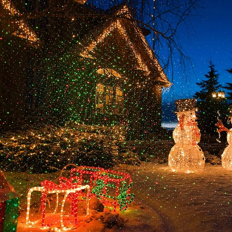 Motion Red Green Star Laser Projection Light with Night Sensor and Built-in Timer for Home Parties