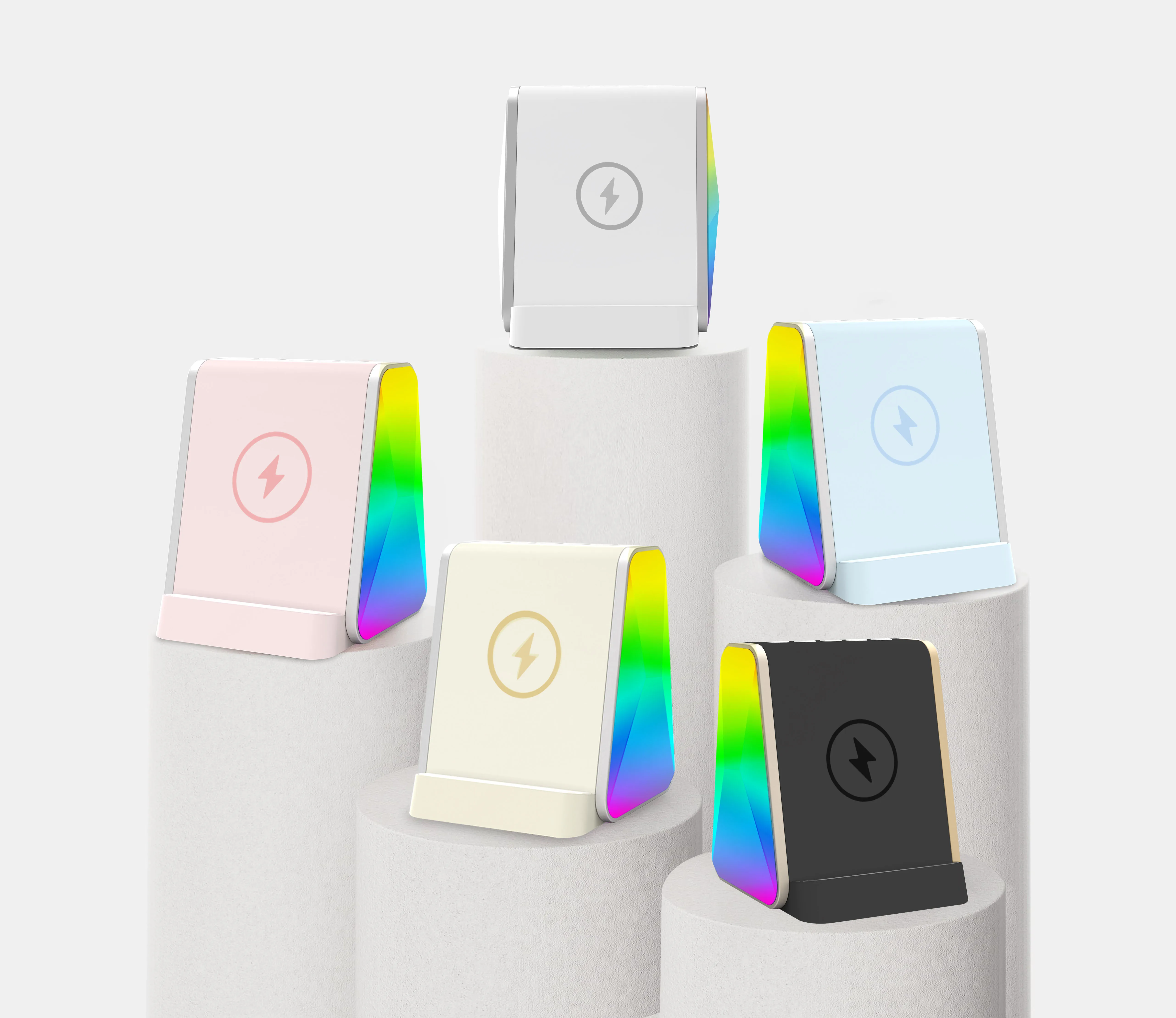 new design 3 in 1 Wireless Charger  speaker With RGB light  Phone holder Subwoofer Mini Bluetooth Speaker For Outdoor