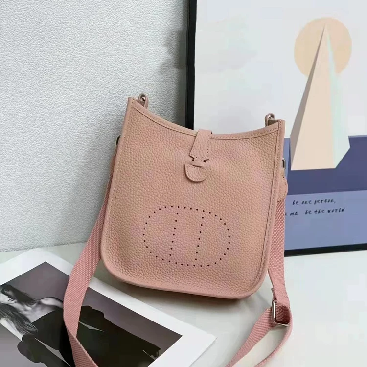 Mirror Quality Mini Messenger Bag Famous Designer Brand Cowhide Nappa Lychee Evelynn Pattern Hollow Bucket Single-Shoulder Bag