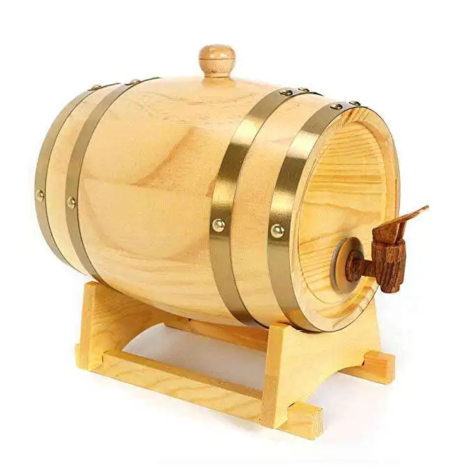 Wholesale New Design Solid Wooden Wine Barrel Beer Barrel Fruit Juice Barrel Dispenser