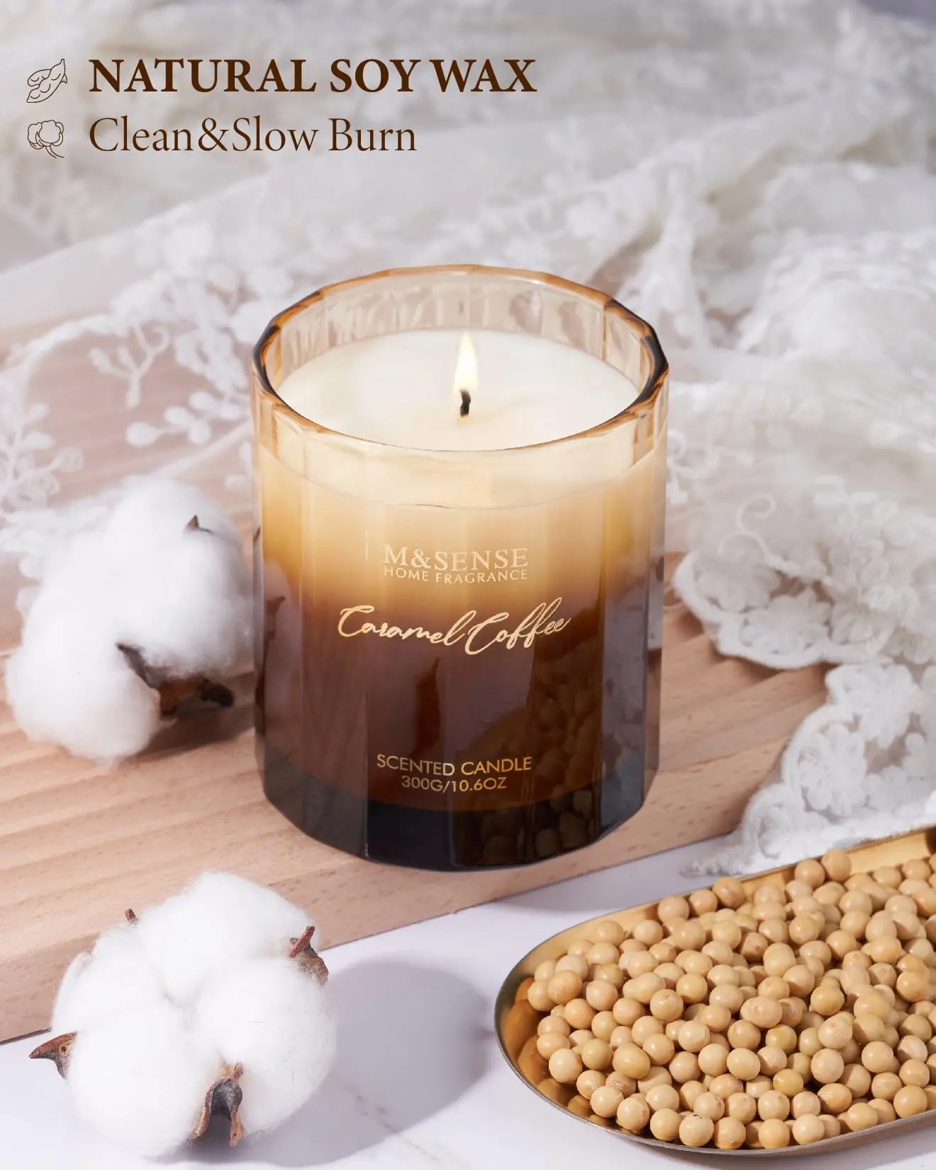 Wanhua Natural Soy Long Lasting Slow Burning Candle 10.6oz 60 Hours Burn Scented candles