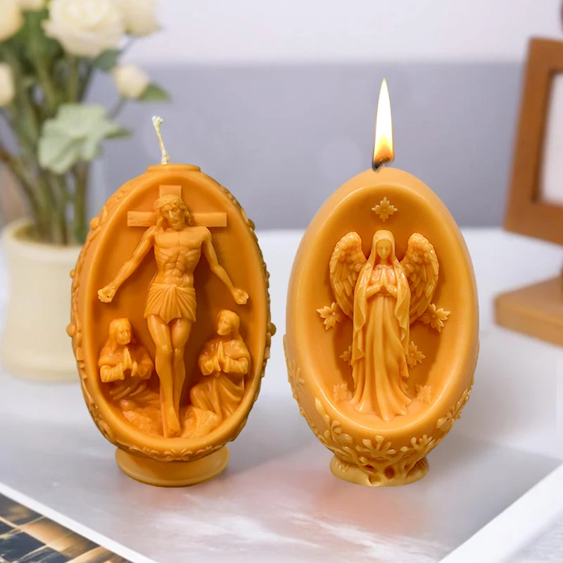 Dumo Candle Mold For Candle Making Silicone 3D Easter Candle Mold Resin DIY Figure Fragrance Mould for Handmade Elliptic Shape