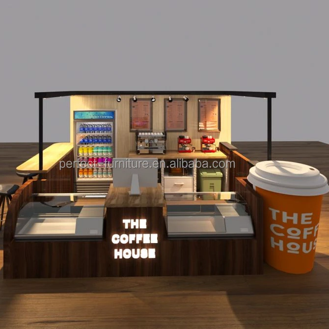 Vintage coffee shop counter coffee bar kiosk with sitting area for sale