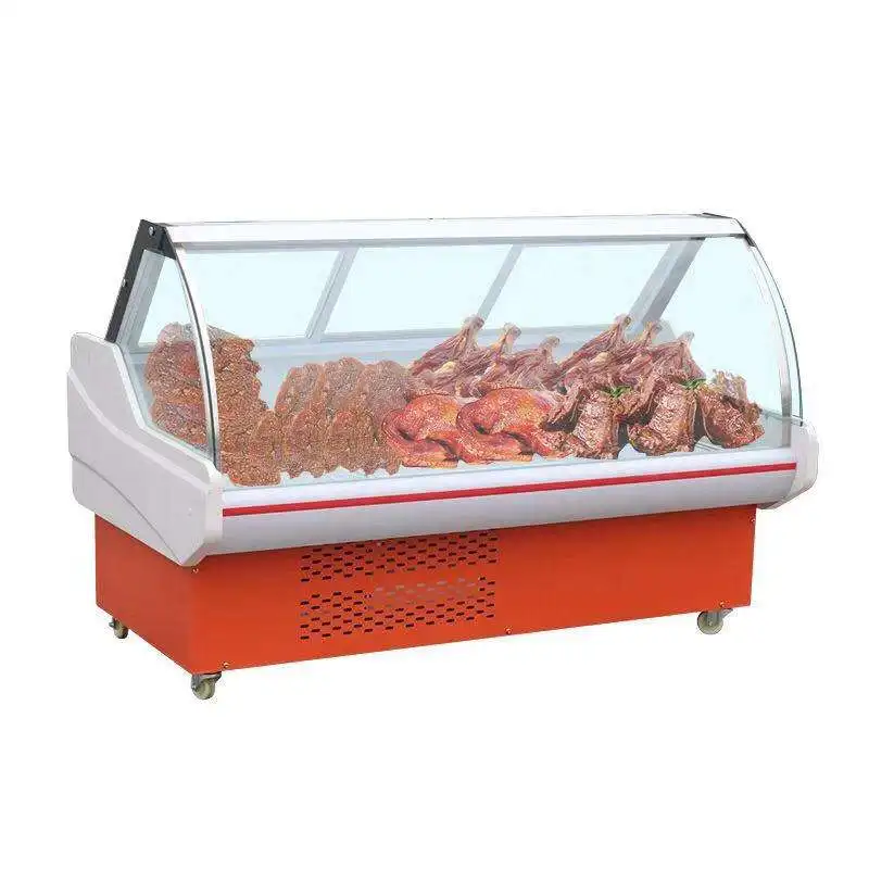 Supermarket display refrigerator meat butchery equipment open meat display chiller and freezer