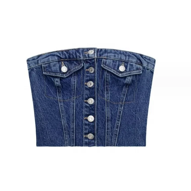 Y2k Denim Corset Casual Wear Tank Tops For Women