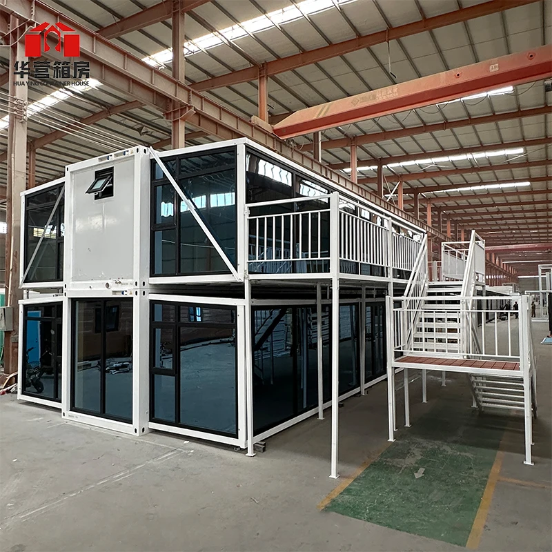 2-Story Expandable Prefabricated Container House 40 Ft & 20 Ft Steel Prefab Villa Hotel Shop Use
