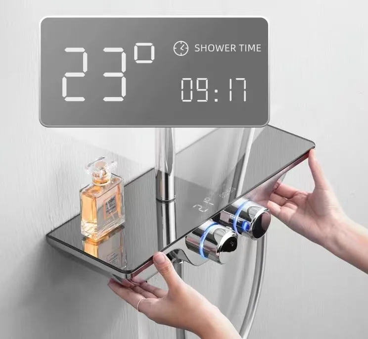 2021 new design smart Shower with led color digital shower rainfall mixer