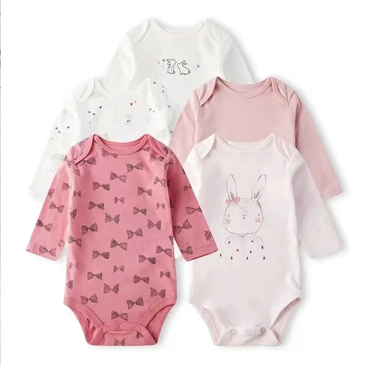 5pcs different models 100% cotton new arrival newborn boy girl onesie long sleeve romper baby