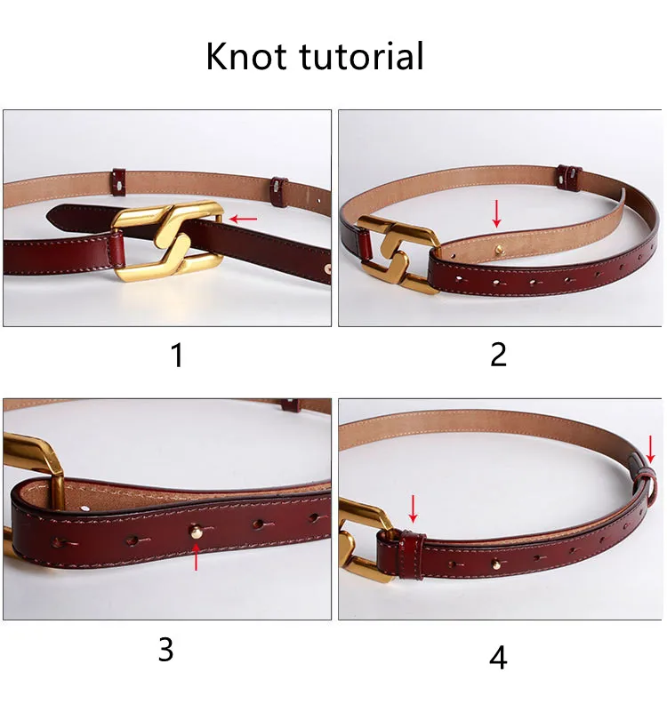 Cowhide Leather Belt For Women Handmade Gold Buckle Belts For Dress Adjustable Genuine Leather Waist Belts