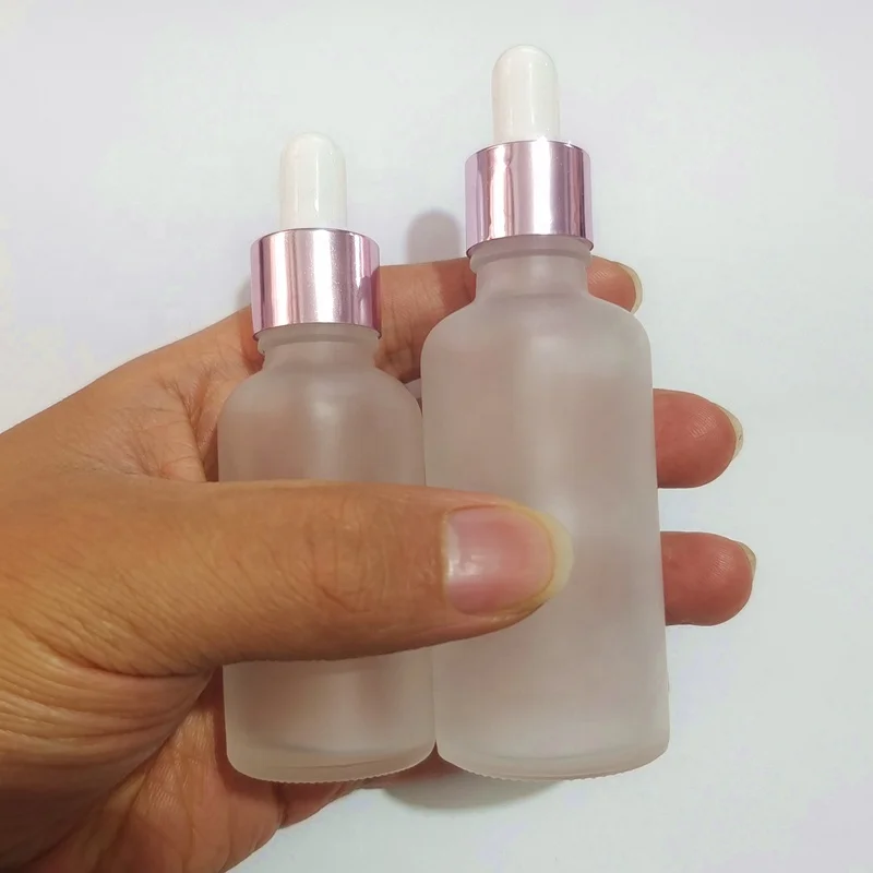 30 ml Serum Essential Oil Pink Rose Frosted Glass Dropper Bottle with Rose Gold Droppers Cap Aromatherapy Bottles for Oils 30ml