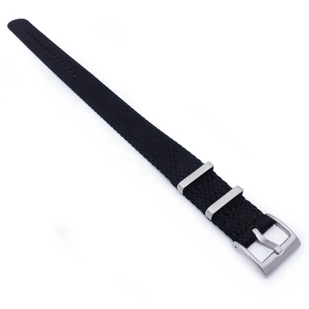 Custom Two-Piece Herringbone Stripe Sport Nylon Watch Band 20mm & 22mm Wrist Strap