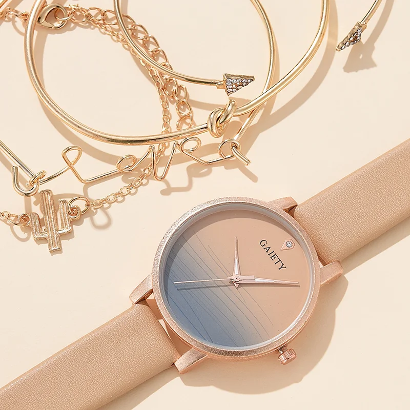 9853 New style  ladies watch with bracelets gold strap  woman Watch set montre femme