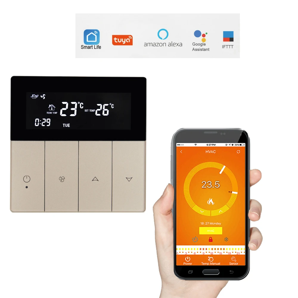 Fan Coil Units Thermostat Air Condition Wifi 4pipes RS485 Hvac System Modbus Programmable Air Conditioning System for Smart Home