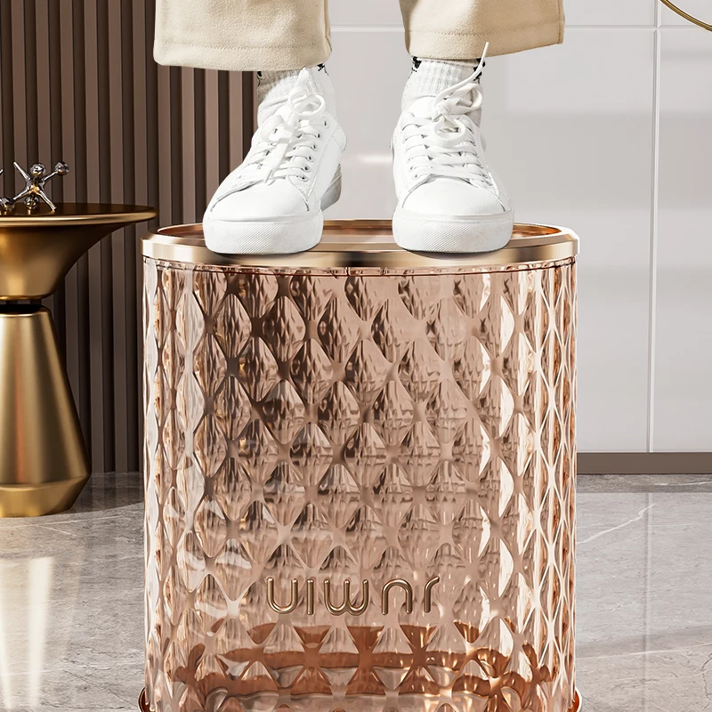 Household High Appearance Level Water Corrugated Trash Can Large Capacity Dustbin for Living Room Bathroom Kitchen