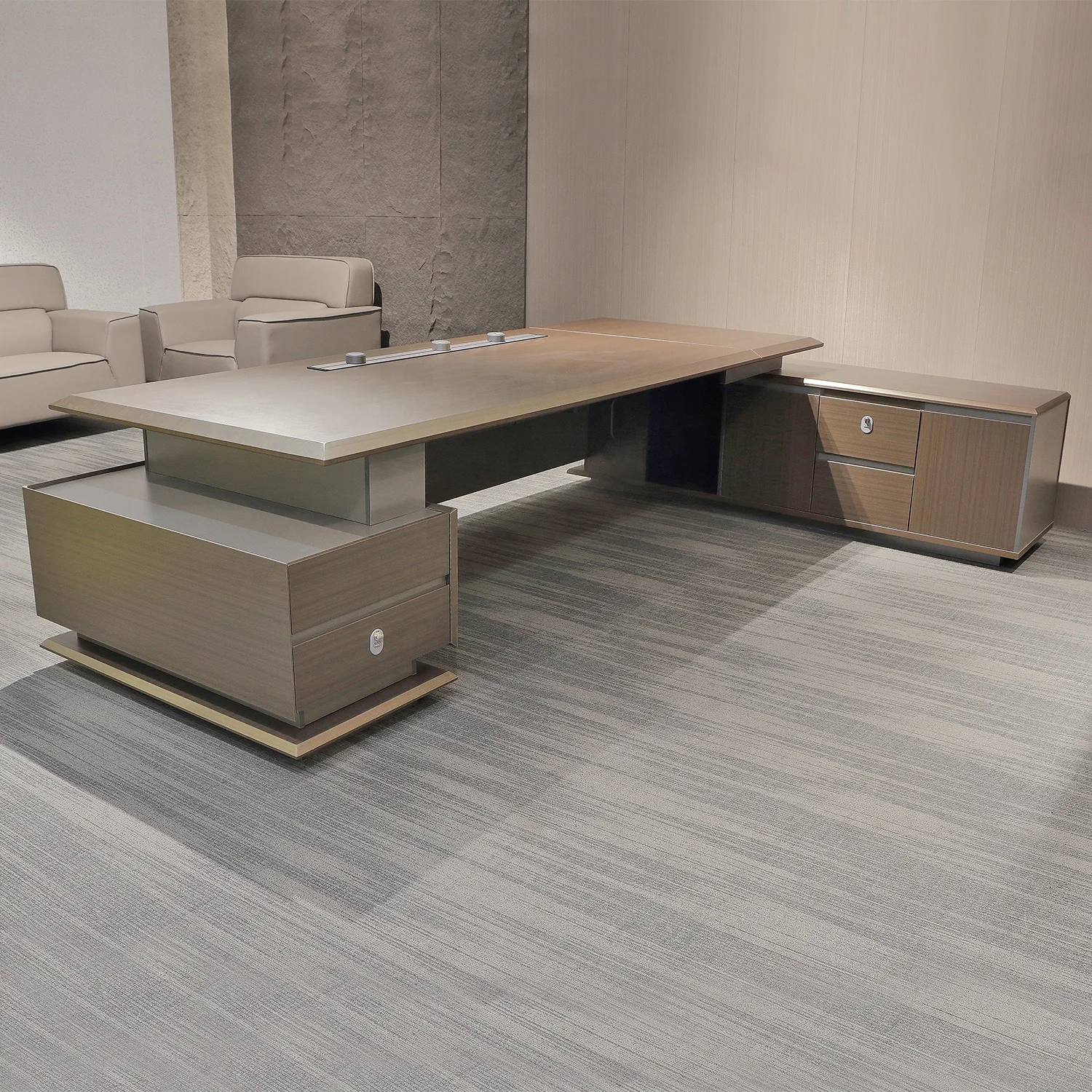 Luxury Furniture Design Escritorio De Oficina MDF Executive Office Table CEO Office Desk Set with Code Lock