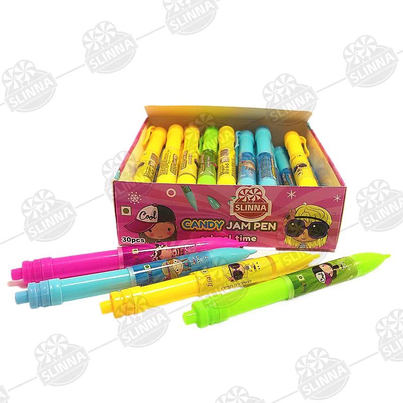 Hot sell cheap halal fruity flavor candy jam pen halal box packing delicious jam liquid toy candy