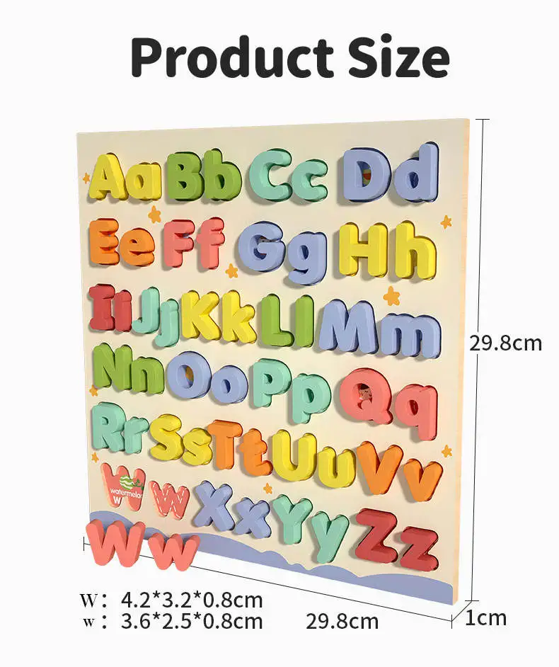 Children Wood Kids Alphabet Letter ABCD 3D Jigsaw Puzzle Board Games Preschool Baby Montessori Early Educational Learning Toys