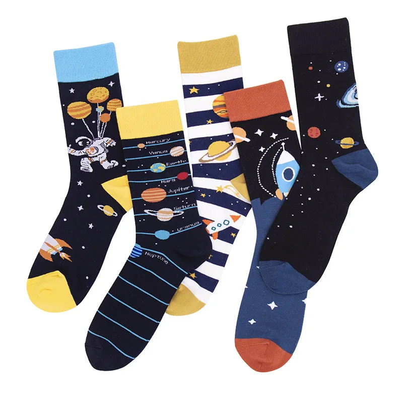 2022 Men Fashion Street Style Hip-hop Socks Male Trendy Plus Size Starry Sky Cartoon Socks