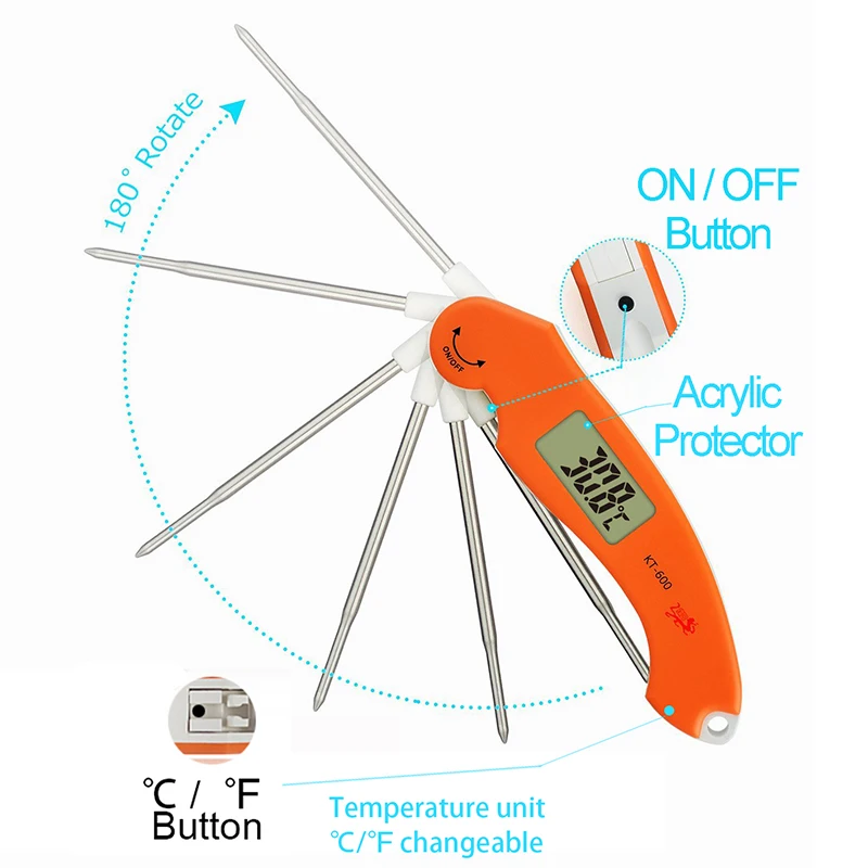 New Arrival BBQ Cooking Kitchen Thermometer Foldable Food Thermometer