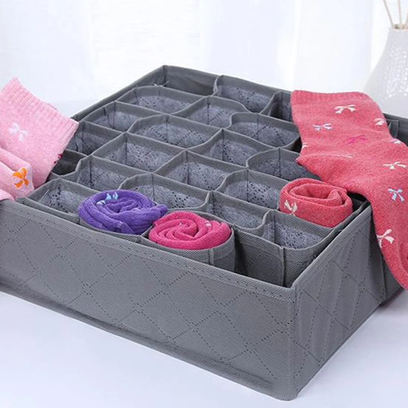 Premium 30 compartments no cover underwear tie storage box bamboo charcoal fiber clothing organizer