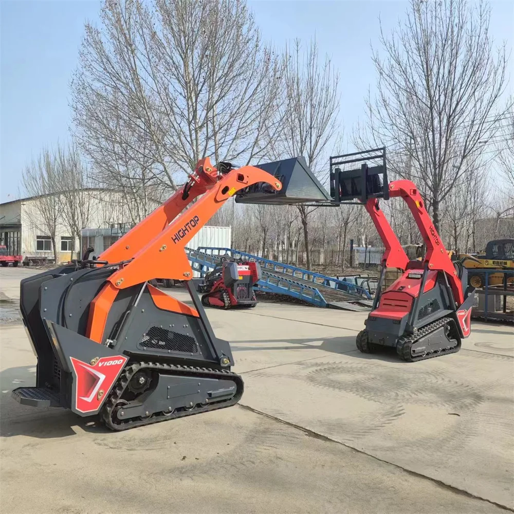 HT-V1000 Hydraulic Small Skid Steer Loader With Auger Trencher EPA/Euro 5 With Big Hydraulic Oil Tank Capacity