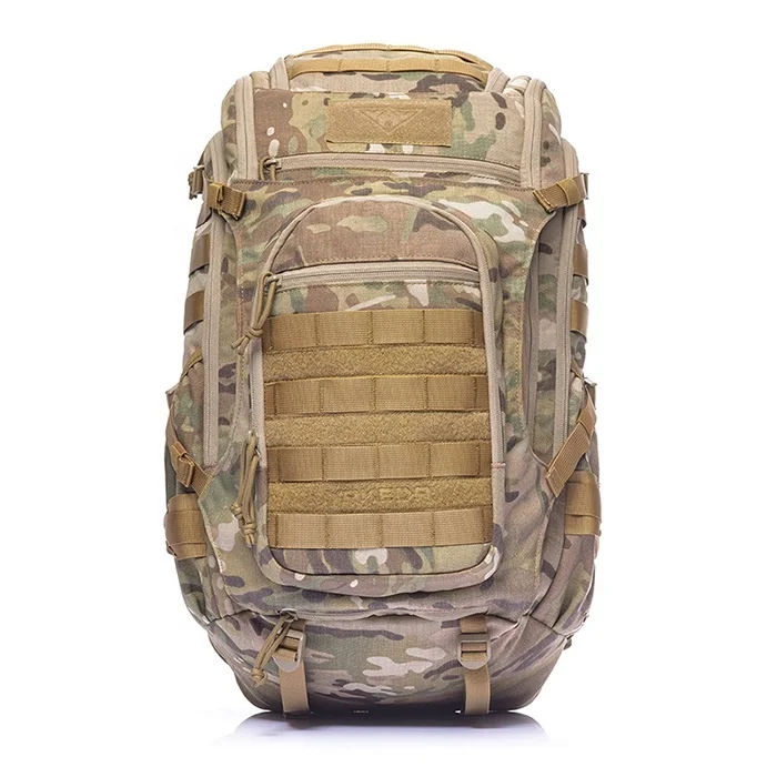 YAKEDA Tactical Backpack Big Volume Camo Hiking 55L Outdoor Bags Molle 1000D Cordura Laptop Bags for Tactical Training