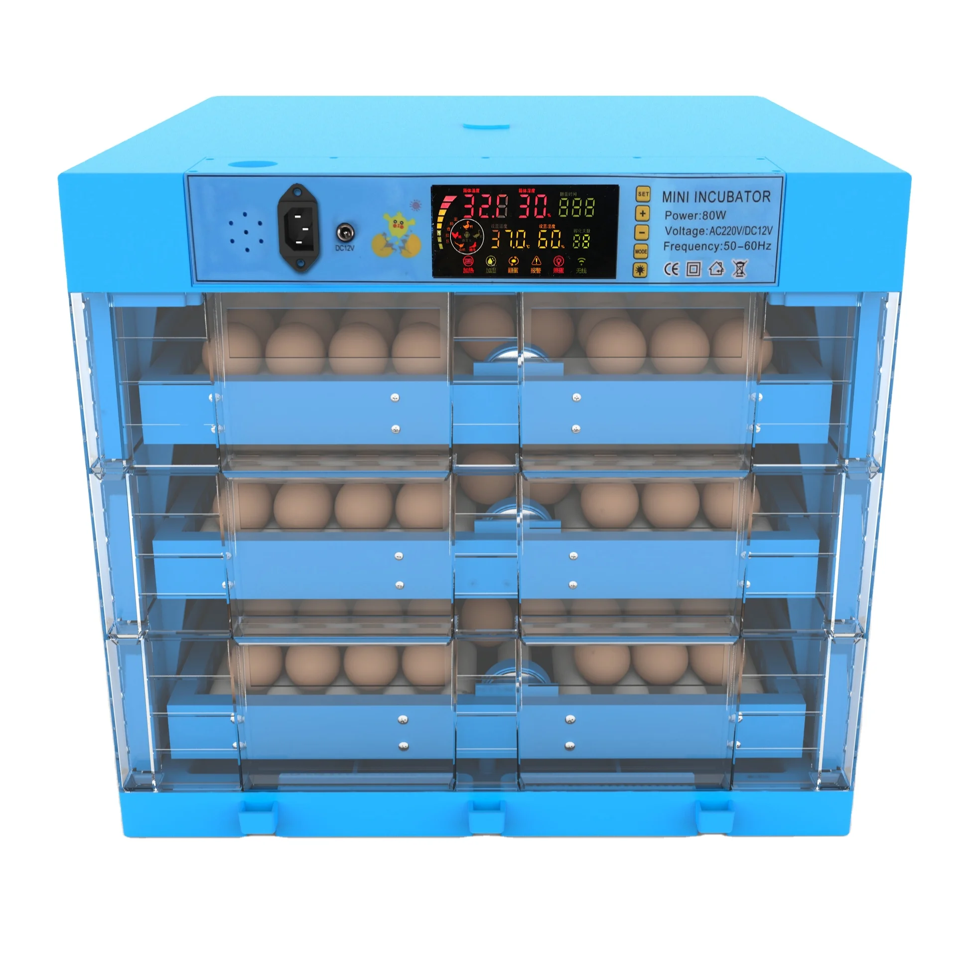 3 Layers 192 Capacity Chicken Duck Goose Quial Pigeon Automatic Egg Incubator
