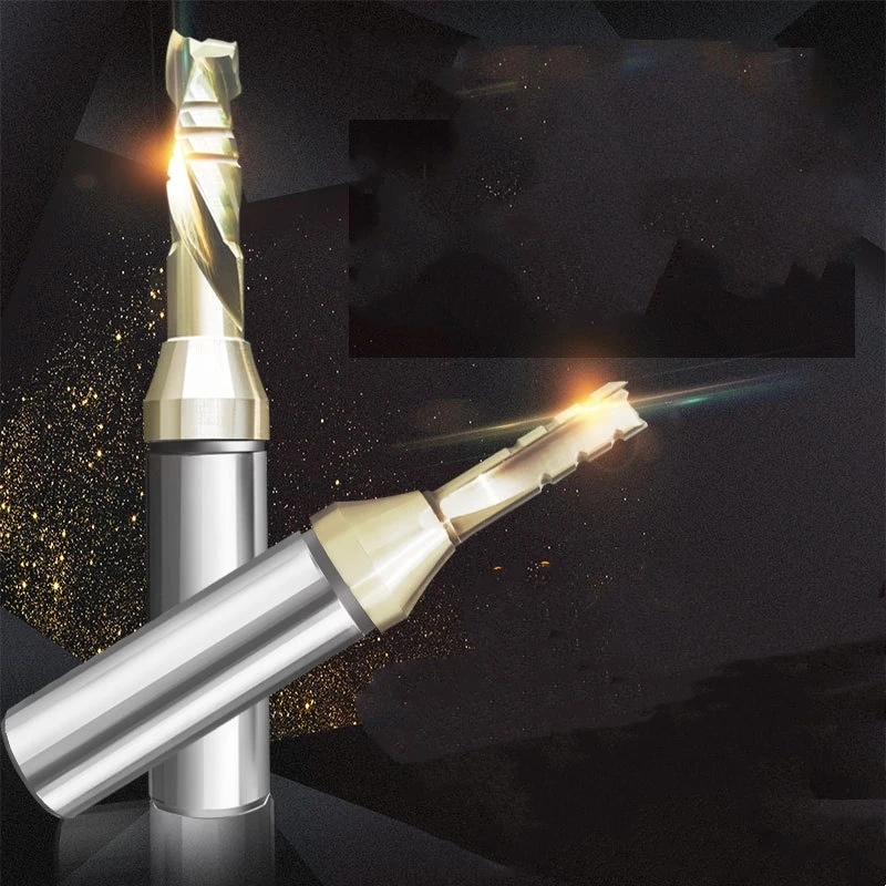 Explosive TCT triple-edged double-edged composite spiral straight groove cutter gold nano-coated  milling cutter