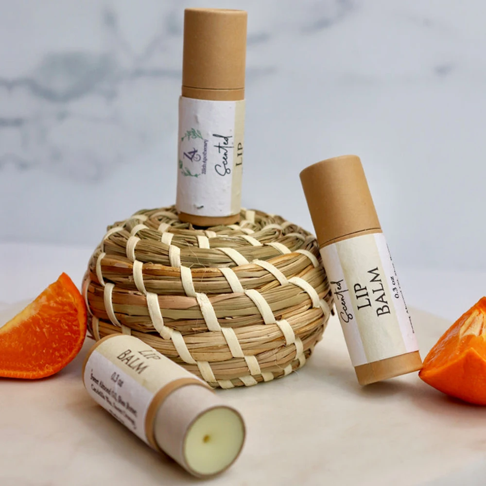 HONGE Hot Sale Paper Lip Balm Tube Packaging  Biodegradable Cardboard Container Small Round Tubes 0.2 0.5 1 2 oz Push Up Tube