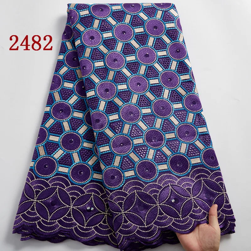 2482 оптовая продажа нигерийская хлопчатобумажная ткань с вышивкой африканская швейцарская кружевная для свадебного платья
