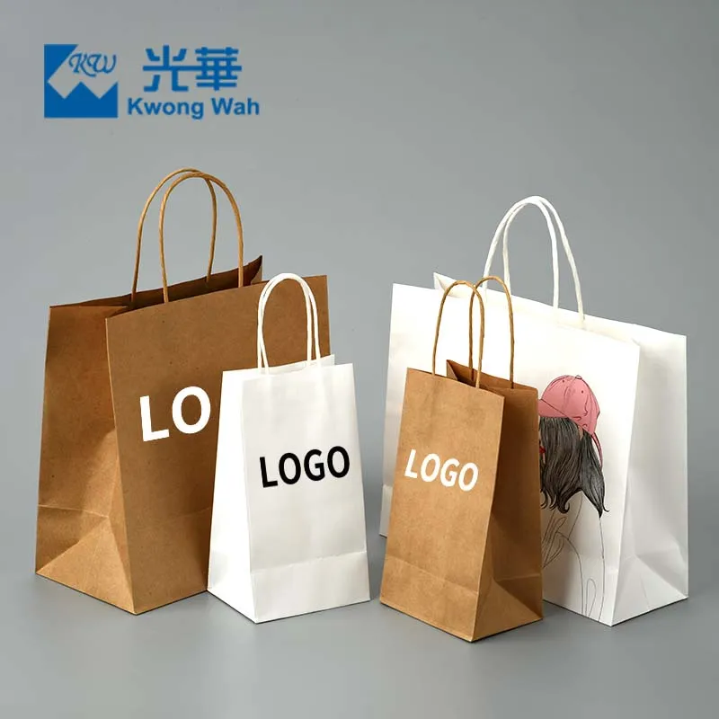Custom Cheapest Shopping Packing Bags Craft Recycled Kraft Brown Thank You Paper Bags With Handles