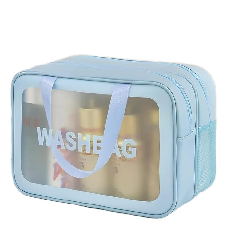 2024 luxury pvc leather clear travel customized logo portable cosmetic bags organizer for women