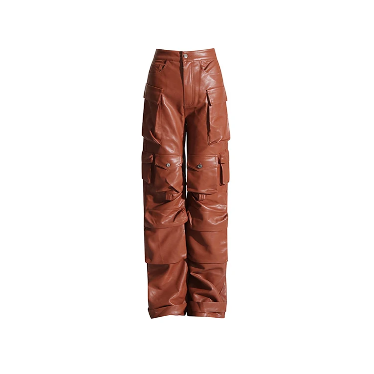 Custom OEM Manufacturer Vintage Pockets High Waist Streetwear baggy Casual ladies Long parachute Cargo Pant for women Trousers