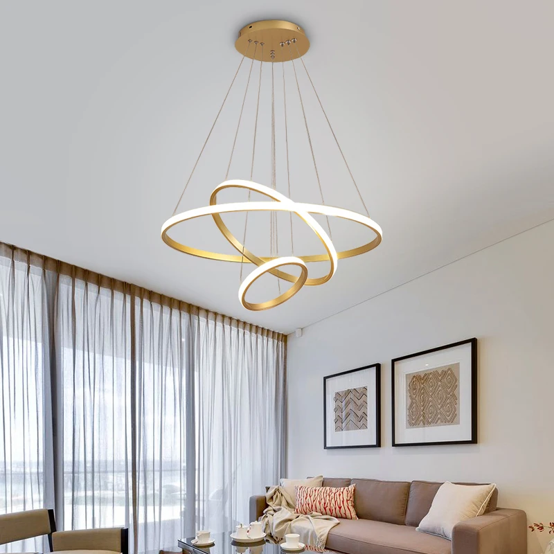 Modern circle-shaped combination pendent light three color change LED chandelier pendent lamp