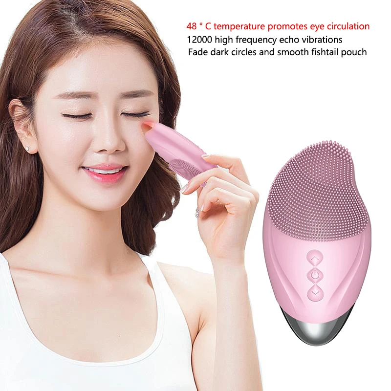 Mini Deep cleaning Waterproof Electric Facial Cleansing Brush Ultrasonic Soft Silicone Face Cleanser