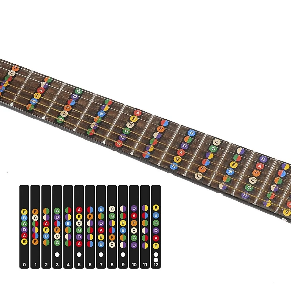 Guitar Fretboard Notes Map Labels Sticker Fingerboard Fret Decals for 6 String Acoustic Guitarra