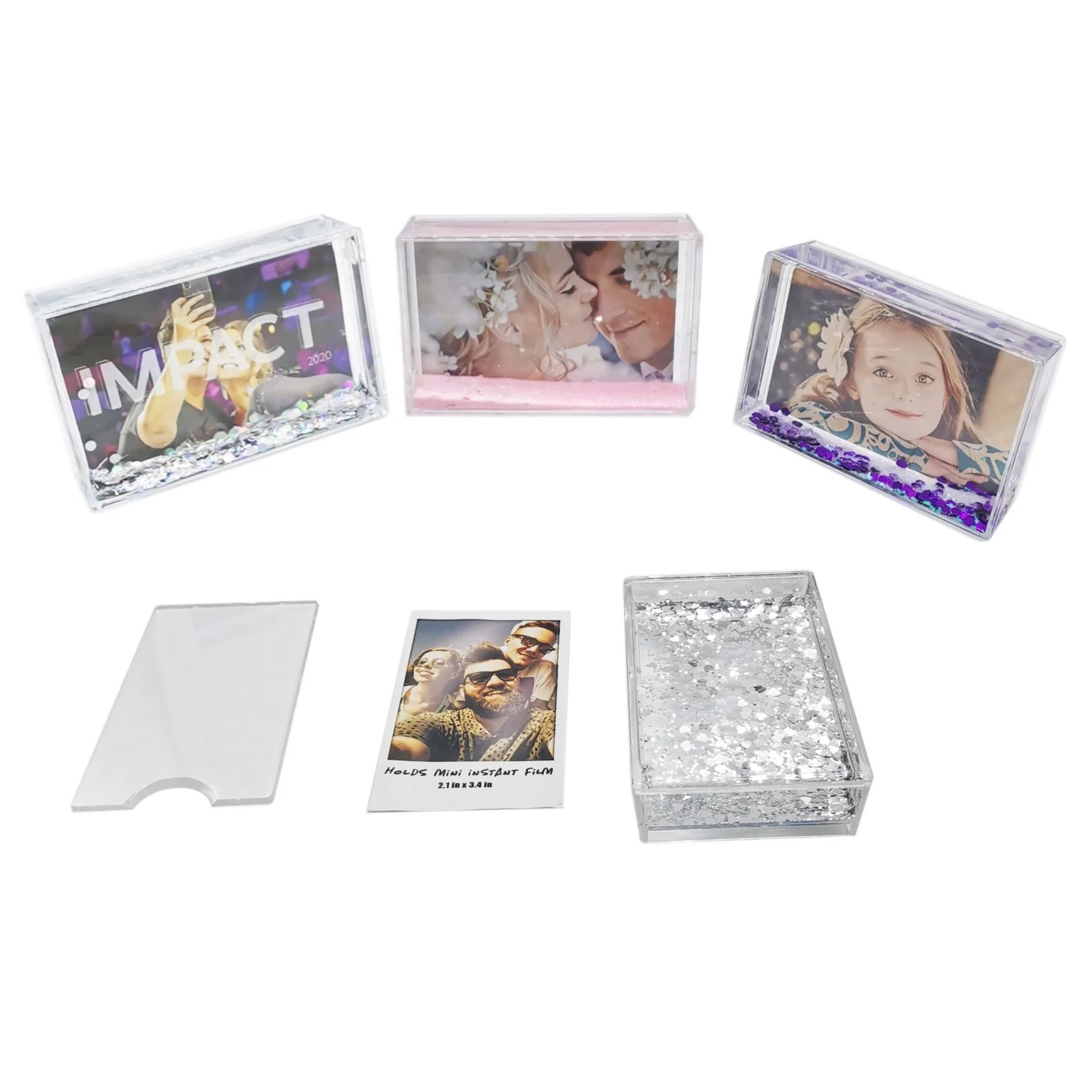 Hot Selling Transparent Picture Frame Instant Mini Photo Picture Frames Liquid Glitter Photo Frame 2x3