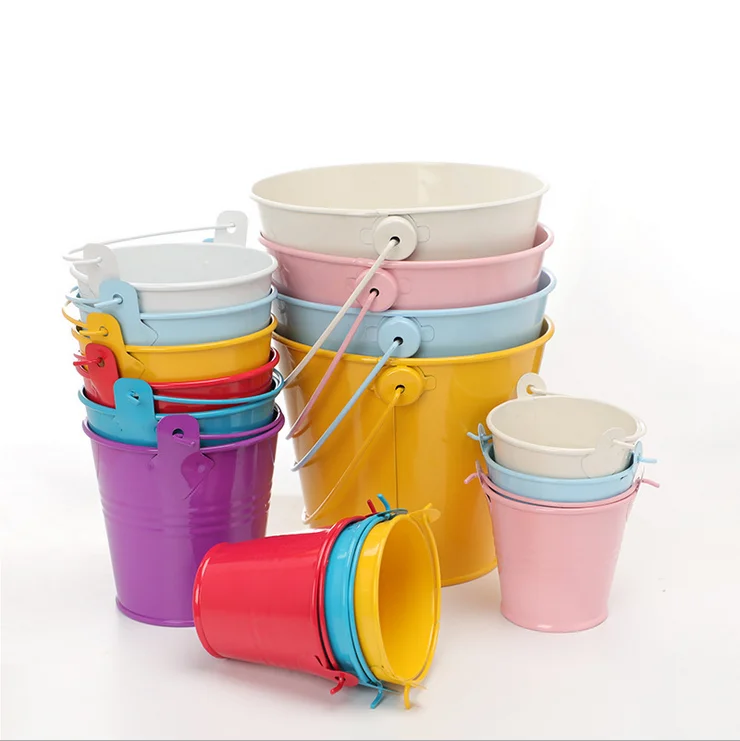 Classic Spot Tinplate bucket Flower Pot Indoor Planter Wholesale Gift Decor Craft Logo Style  VASE Floor Plant Small Kits