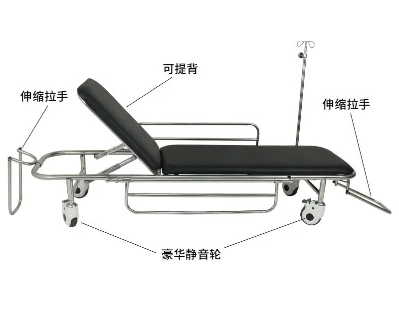 Hongan good price Durable back adjustable Stainless Steel Lifting Stretcher Hospital Patient Trolley