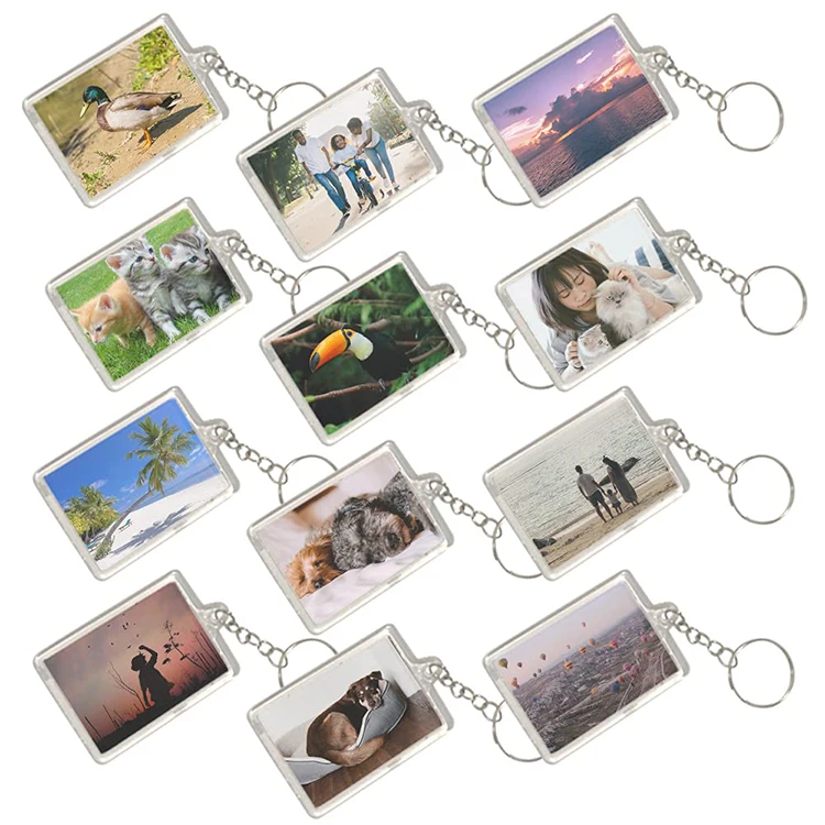 Wholesale Blank Acrylic Keychain , Custom Picture Insert Clear Plastic Acrylic Photo Frame Keychain