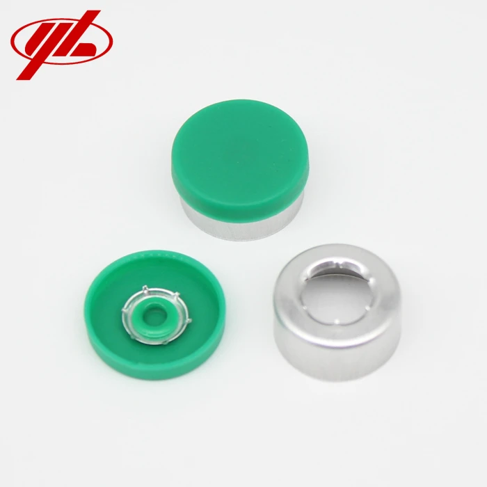 High Quality 13mm Green Unsmooth Plain Crimp Top Cap Aluminum Plastic Flip Top Cap for Sale