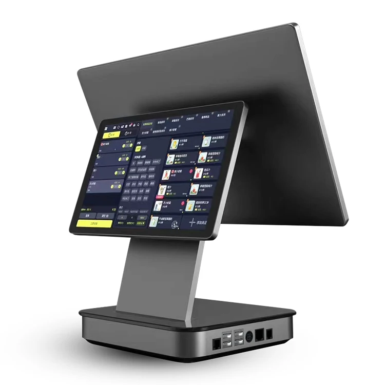 Restaurant pos system 15.6inch touch dual screen all in one android 11 cash register billing pos terminal for retail sale