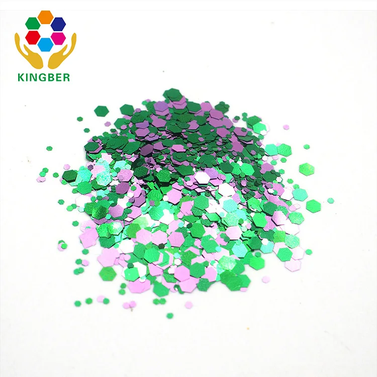 High quality 3D Diamond shape shifting color glitter powder manufacturer bulk chunky holographic glitter